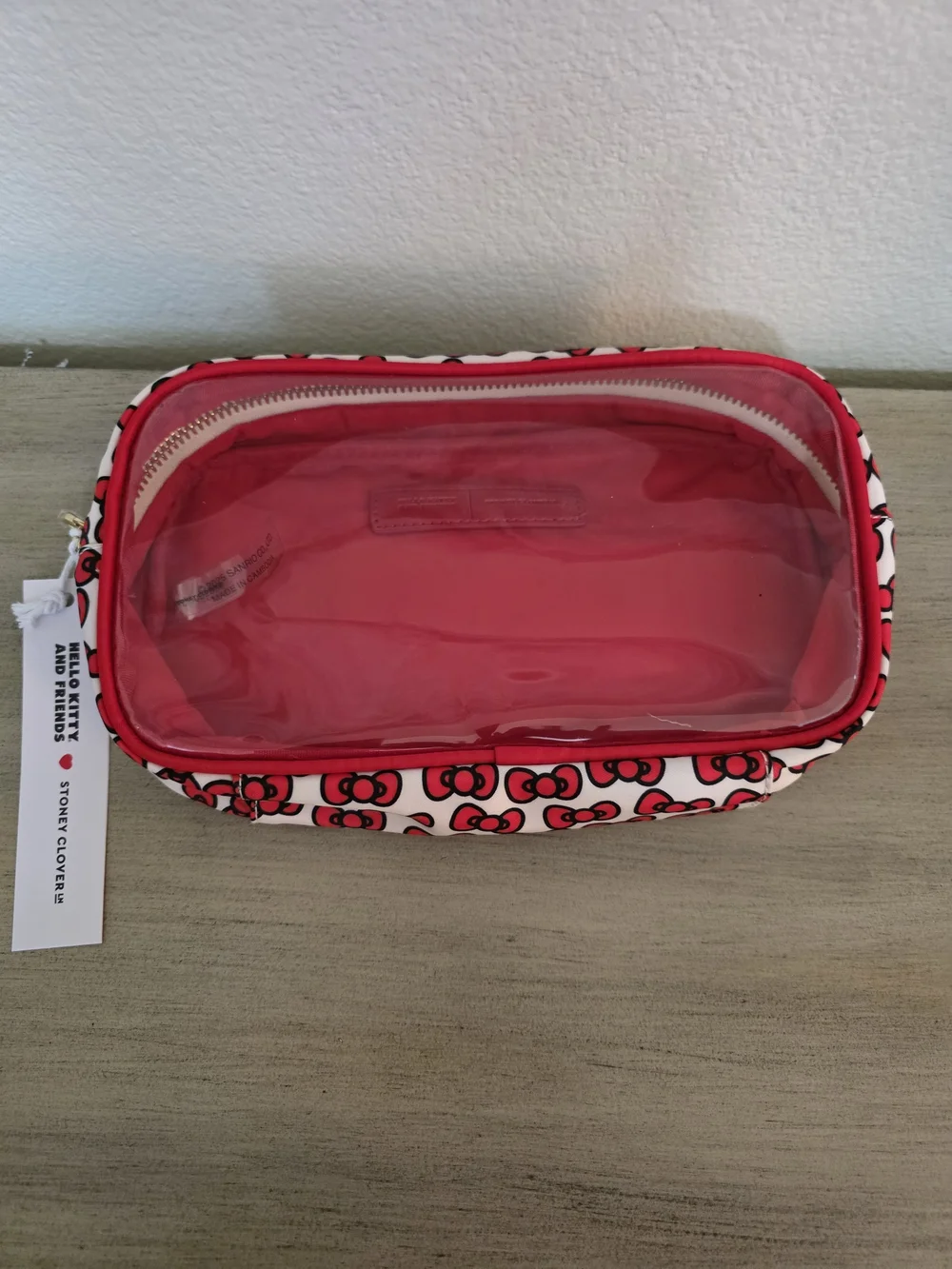 Stoney Clover Lane Red Hello Kitty Clear Cosmetic Pouch